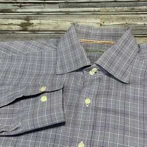 Scott James Plaid Dress Shirt Long Sleeve Button Down Size L‎